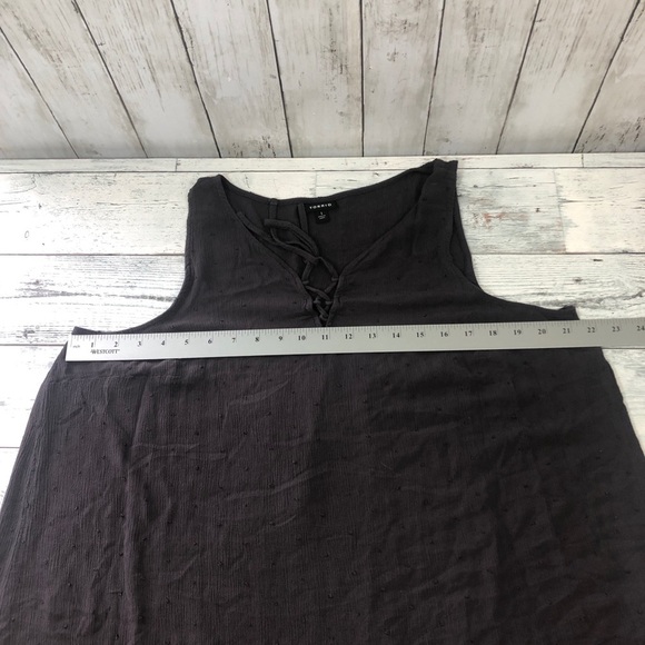 Torrid Dark Grey Swiss Dot Lace-Up Tank 1 - Picture 7 of 10